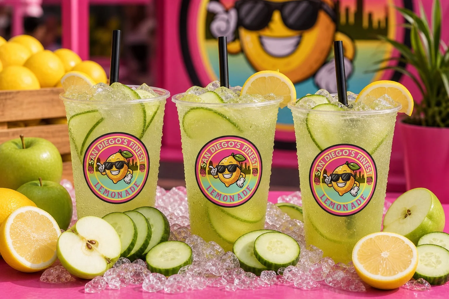 Green apple and cucumber lemonade cups