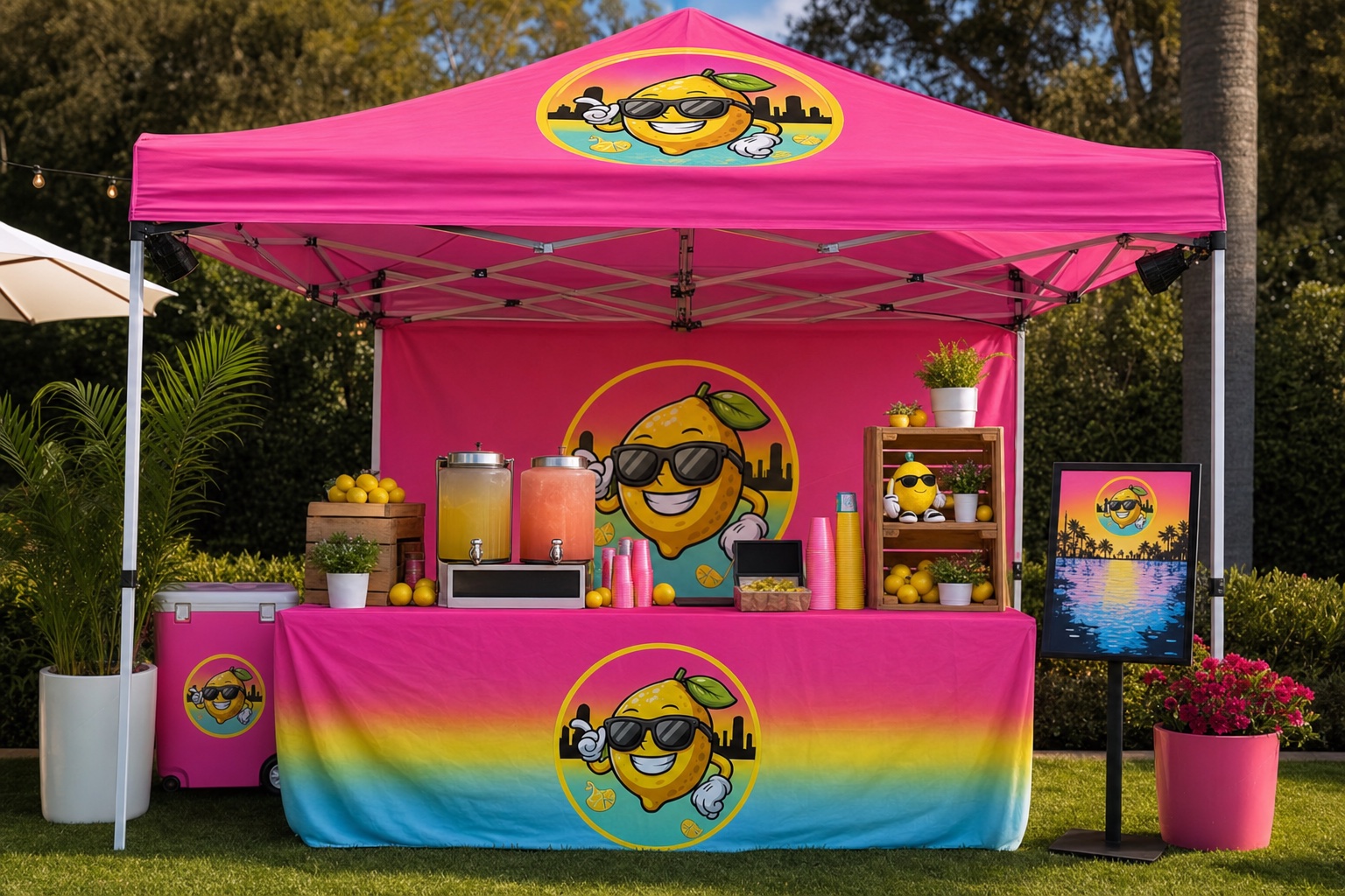 Full San Diego's Finest Lemonade pink pop-up booth